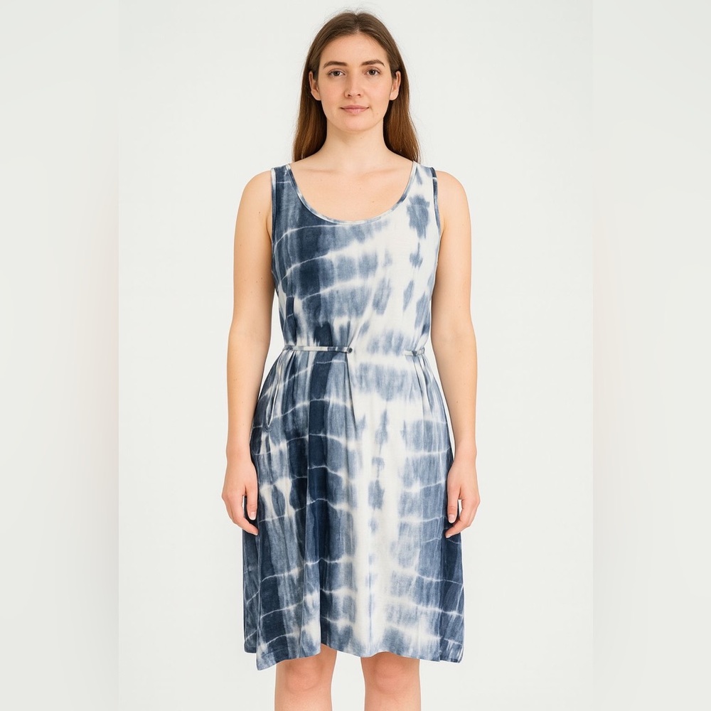 Juicy Couture Blue White Tie Dye Sleeveless Fit & Flare Dress Women’s Knee